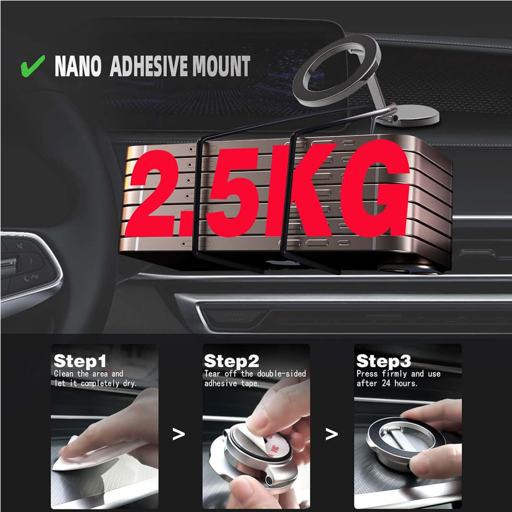Adjustable Magnetic Car Phone Holder – 360° Rotation, 51 Magnets, Zinc Alloy - Accrosstheglobe Store