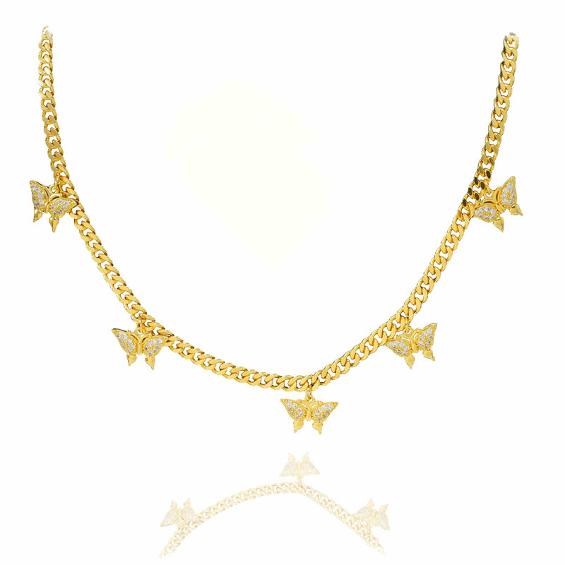 24K Gold Butterfly Tennis Necklace – Micro-Inlaid Moissanite Women’s Necklace - Accrosstheglobe Store