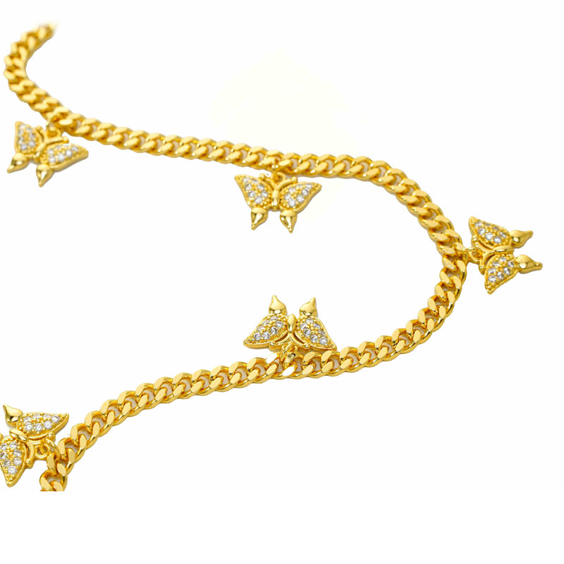 24K Gold Butterfly Tennis Necklace – Micro-Inlaid Moissanite Women’s Necklace - Accrosstheglobe Store