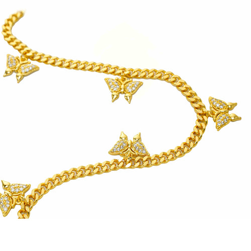 24K Gold Butterfly Tennis Necklace – Micro-Inlaid Moissanite Women’s Necklace - Accrosstheglobe Store
