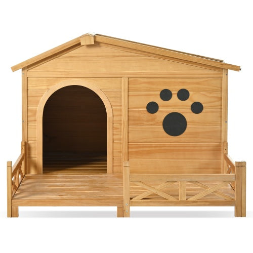 48" Wooden Outdoor Dog House with Porch – Weather-Resistant Pet Shelter - Accrosstheglobe Store
