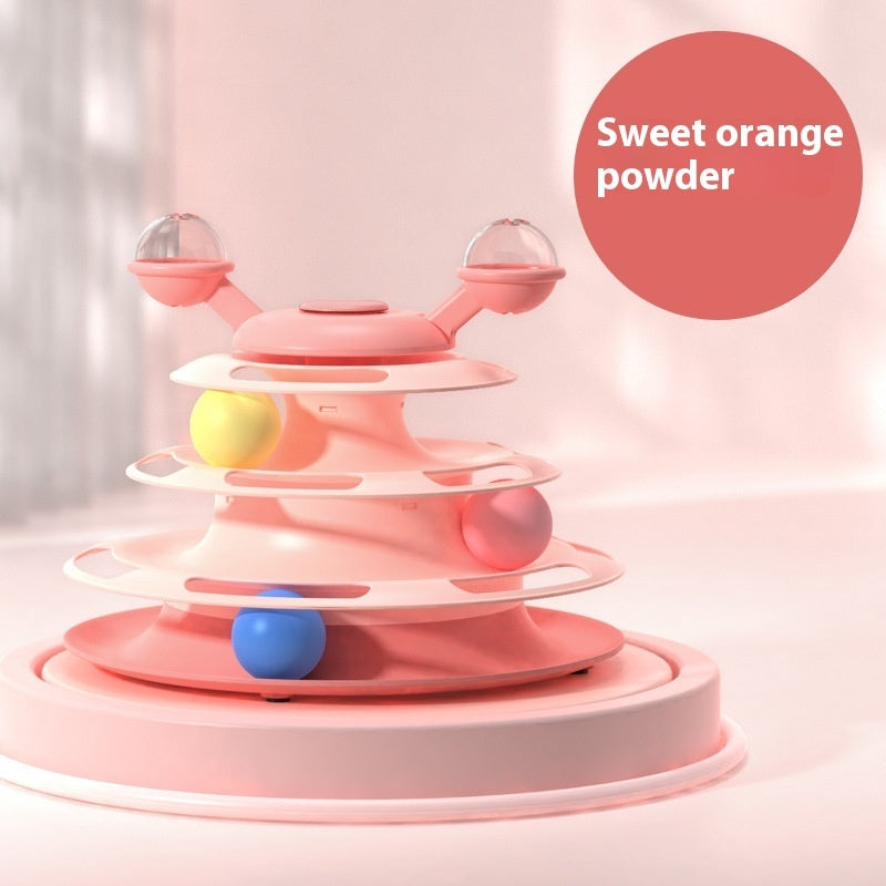 4-Level Cat Toy Tower with Roller Balls – Interactive Turntable Track - Accrosstheglobe Store