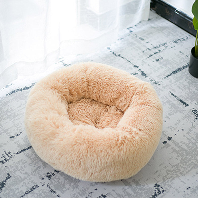 Round Plush Dog Bed for Small Dogs – Cozy Kennel Pet Nest Mat - Accrosstheglobe Store