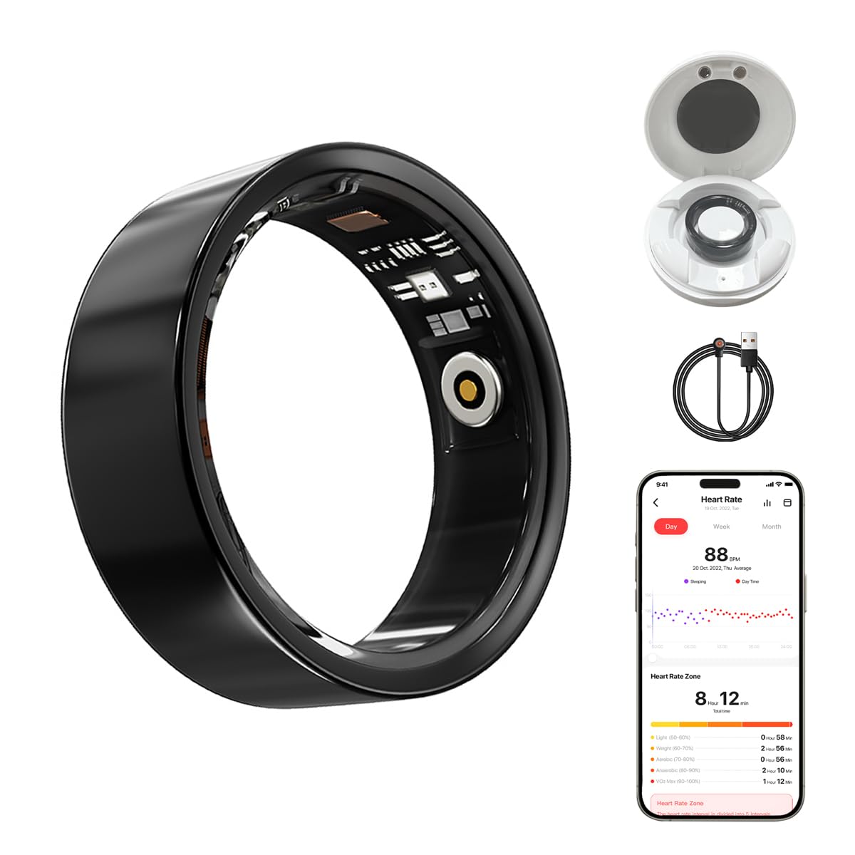 Health Smart Ring – Fitness Tracker with Heart Rate, Blood Oxygen, Sleep & Step Monitoring IP68 - Accrosstheglobe Store