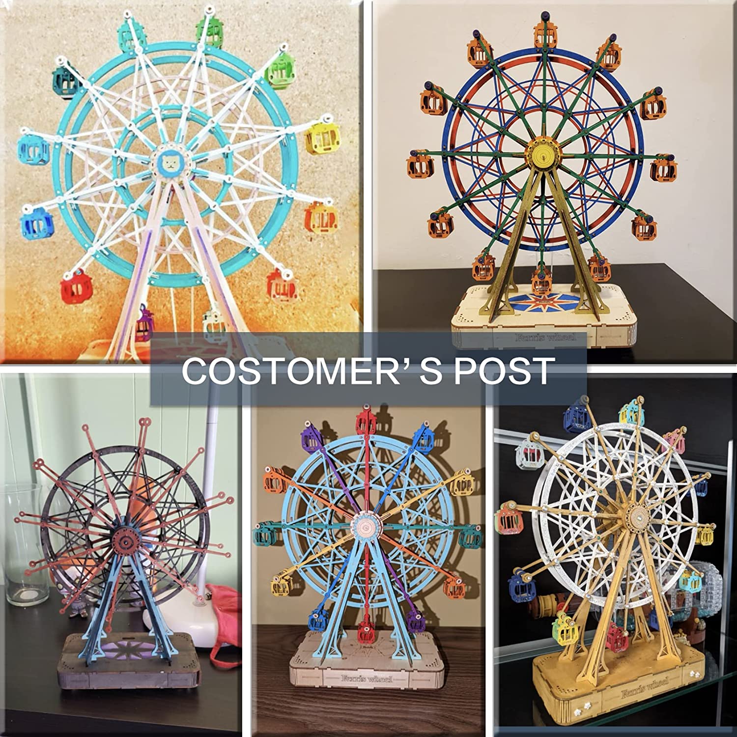 Robotime DIY Wooden Ferris Wheel Music Box – Rotatable Model Toy TGN01
