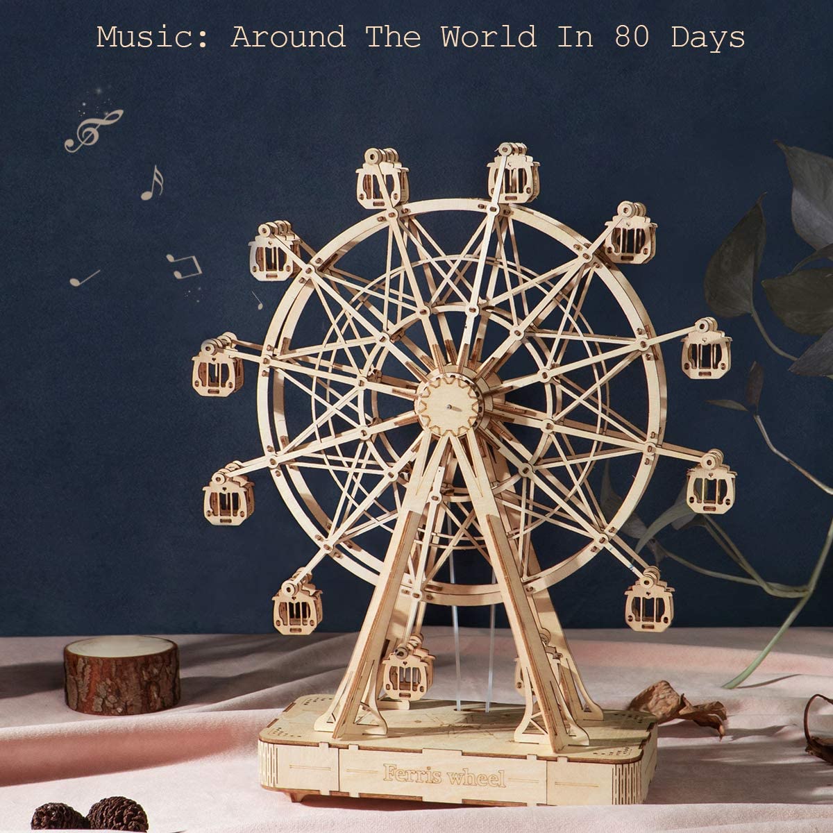 Robotime DIY Wooden Ferris Wheel Music Box – Rotatable Model Toy TGN01