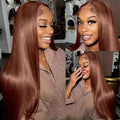 13x4 HD Lace Front Wig, Human Hair, Natural Brazilian Brown Wig, Women's Unprocessed Virgin Hair Wig - Accrosstheglobe Store