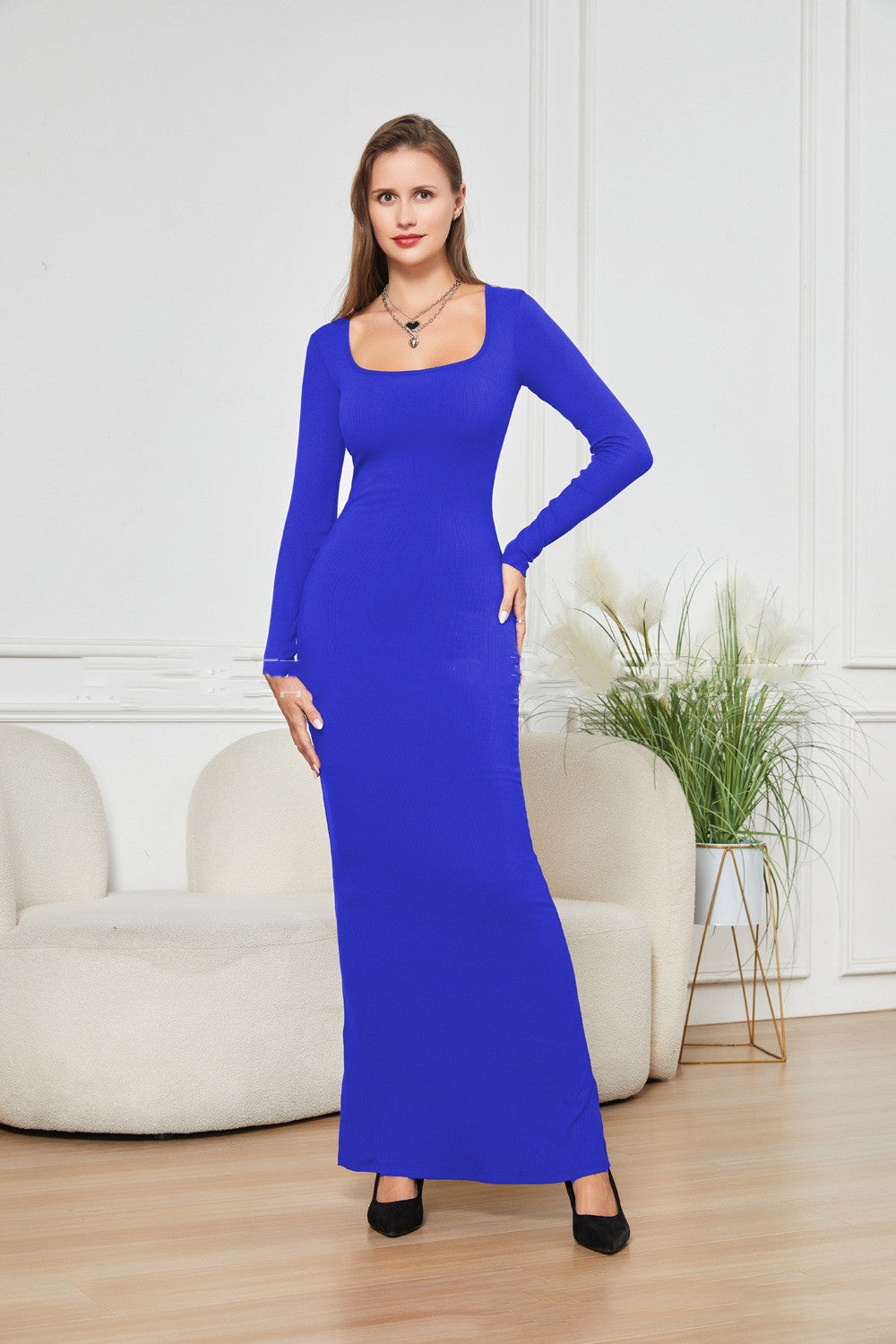 2-in-1 Belly Contracting Hip Lifting Long Sleeve Dress – Double-Layer Shaping Dress - Accrosstheglobe Store