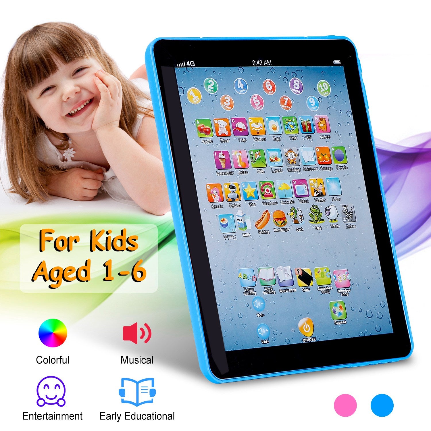 Baby Learning Tablet – Educational Touch Toddler Tablet for ABC, Numbers & Words - Accrosstheglobe Store