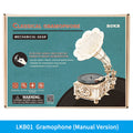 Robotime ROKR DIY Hand Crank Gramophone 3D Wooden Puzzle – Classic Music Model LKB01