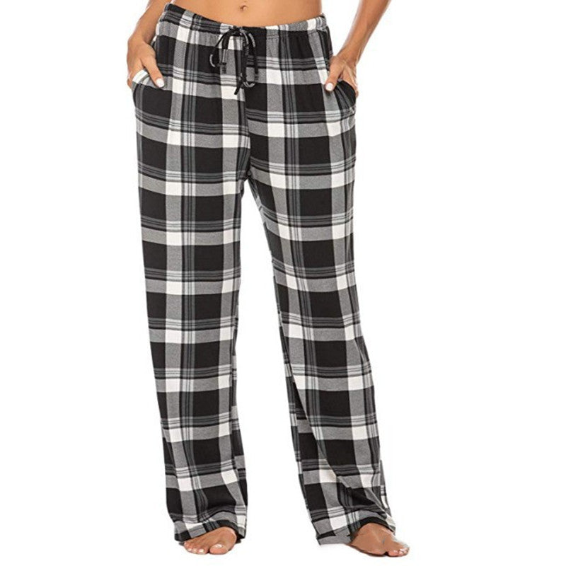 Women's Stretch Plaid Casual Pants with Pockets – Comfortable Everyday Trousers - Accrosstheglobe Store