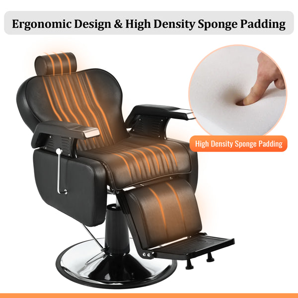 Heavy-Duty Hydraulic Reclining Barber Chair – 360° Swivel Salon Styling Chair - Accrosstheglobe Store