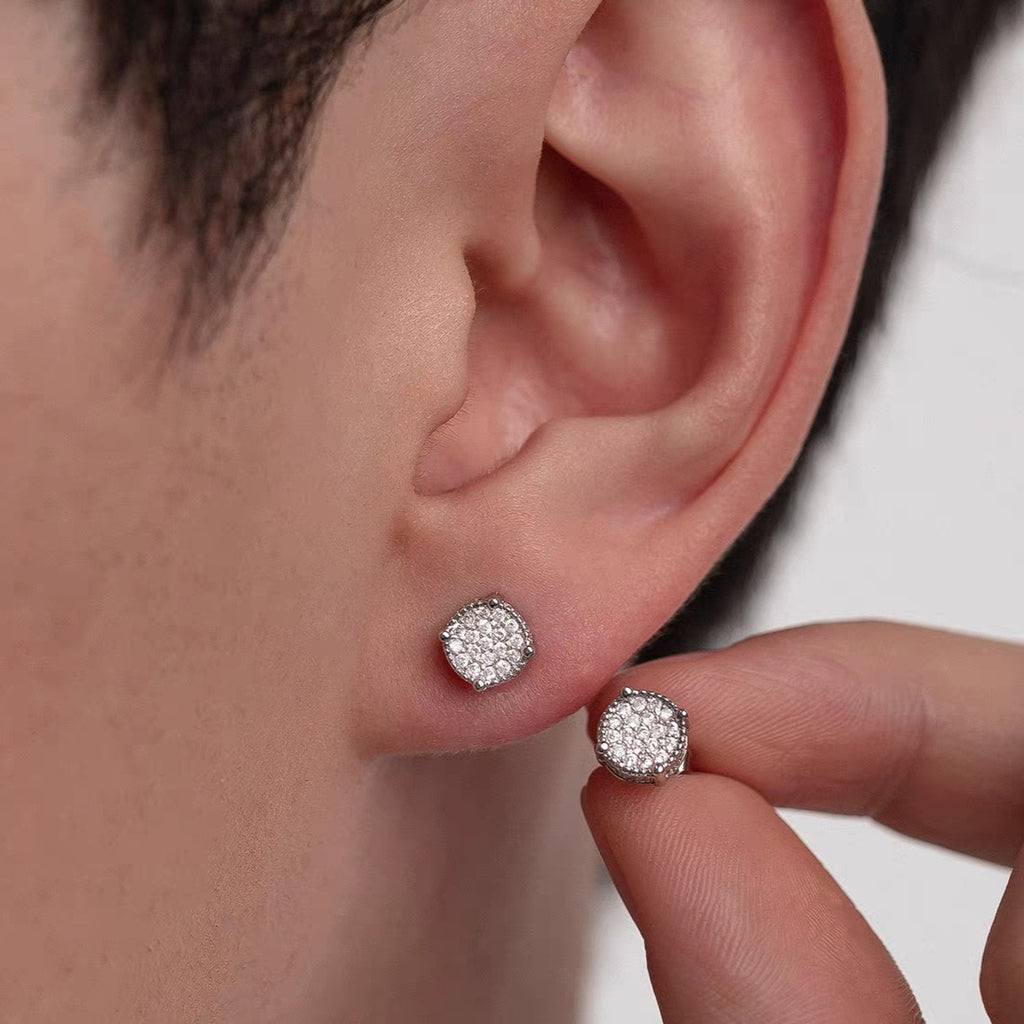 Hip Hop Sparkling Zircon Stud Earrings – 4-Prong Bling Unisex Earrings for Daily Wear - Accrosstheglobe Store