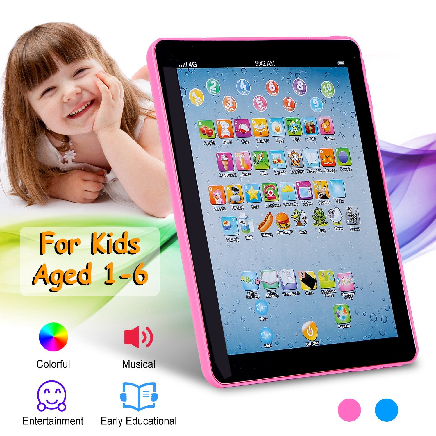 Baby Learning Tablet – Educational Touch Toddler Tablet for ABC, Numbers & Words - Accrosstheglobe Store