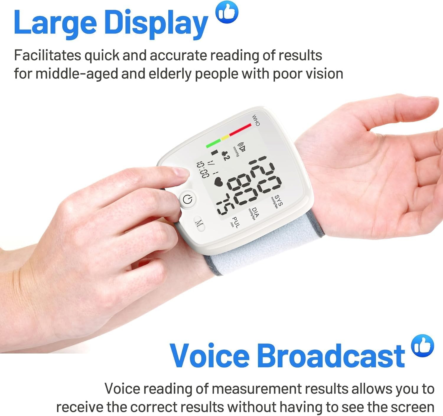Wrist Blood Pressure Monitor – Automatic Voice Broadcast, 2 Users, 180 Memory & USB Charging - Accrosstheglobe Store