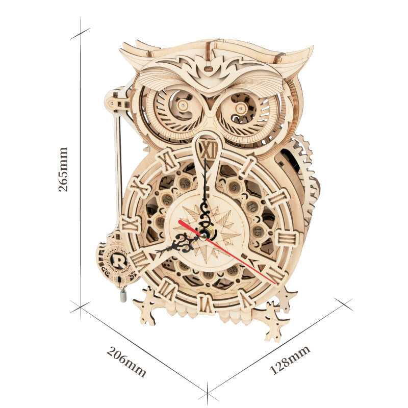 Robotime ROKR 3D Owl Wooden Clock – DIY Building Kit Christmas Gift LK503