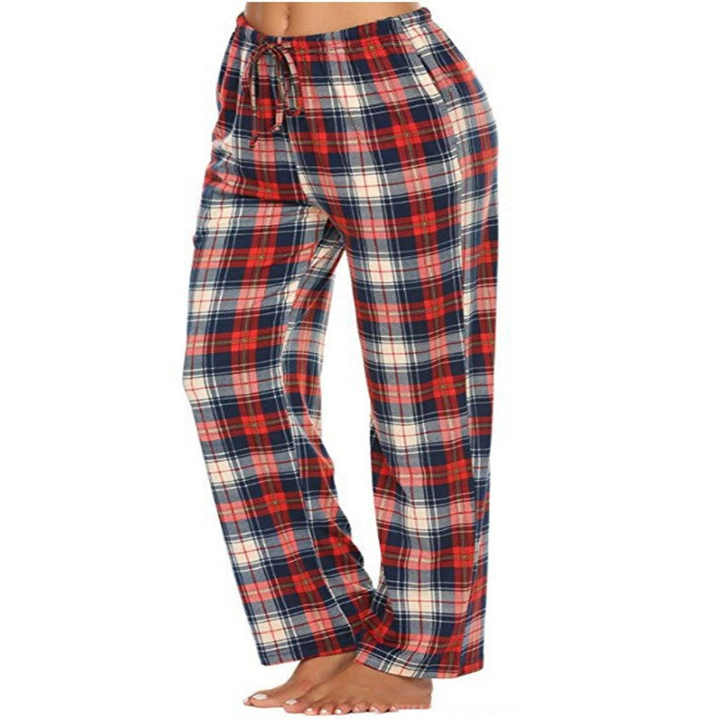 Women's Stretch Plaid Casual Pants with Pockets – Comfortable Everyday Trousers - Accrosstheglobe Store