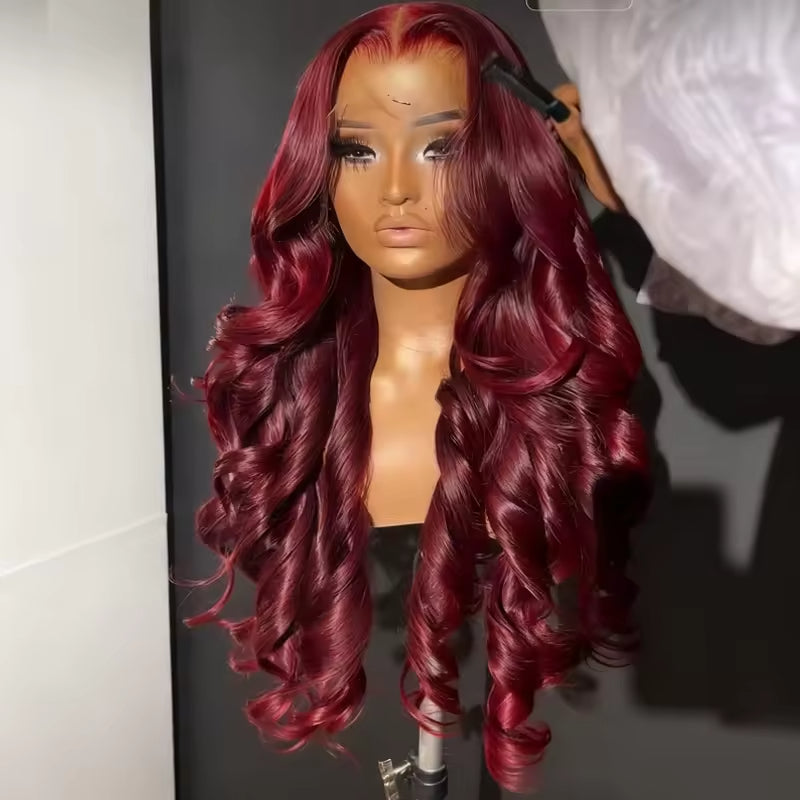 Body Wave Human Hair Wig 13x4 HD Burgundy Lace Front Wig Human Hair With Aligned Cuticle Brazilian Wig - Accrosstheglobe Store