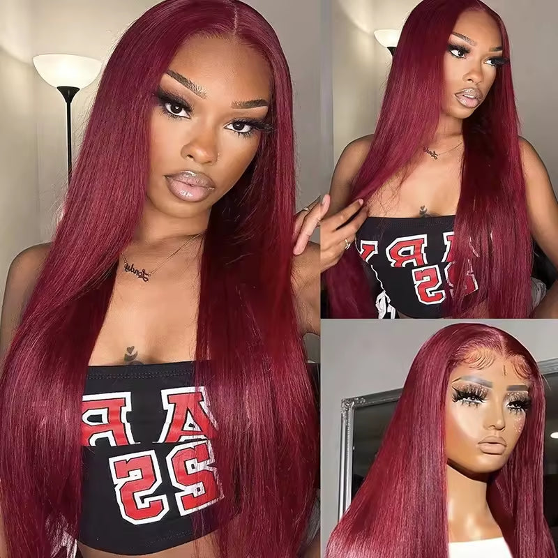 Body Wave Human Hair Wig 13x4 HD Burgundy Lace Front Wig Human Hair With Aligned Cuticle Brazilian Wig - Accrosstheglobe Store