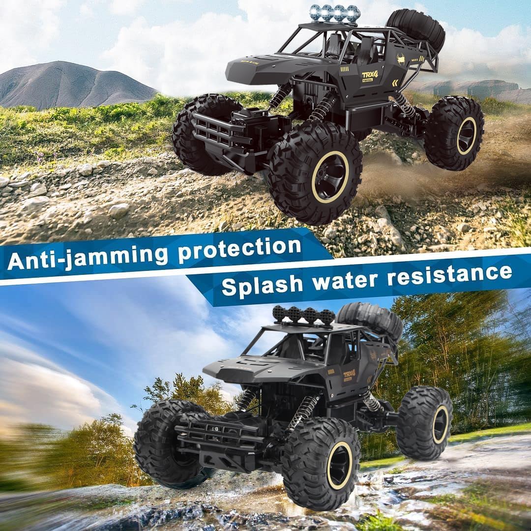 4WD RC Rock Crawler Off-Road Truck – Metal Shell, LED Headlights & Rechargeable - Accrosstheglobe Store