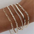 5-Piece 14K Silver Plated Dainty Bracelet Set – Adjustable Stackable Women’s Bracelets - Accrosstheglobe Store
