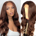 4x4 Lace Closure Body Wave Human Hair Wig – Chocolate Brown, 150 Density - Accrosstheglobe Store