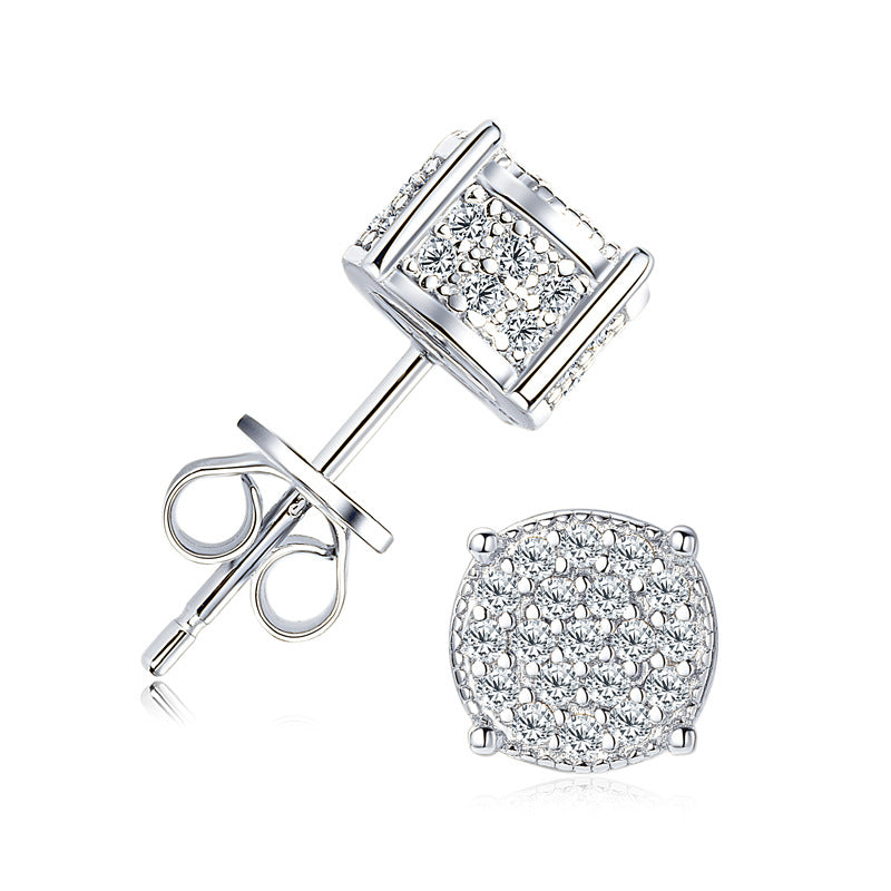 Hip Hop Sparkling Zircon Stud Earrings – 4-Prong Bling Unisex Earrings for Daily Wear - Accrosstheglobe Store