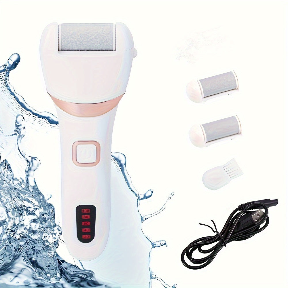 Electric Foot Callus Remover & Pedicure Kit – Rechargeable with 3 Roller Heads