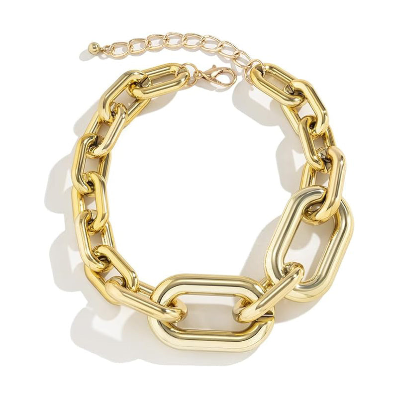 Chunky Gold Chain Necklace – Vintage Heavy Metal Thick Link Choker for Women - Accrosstheglobe Store