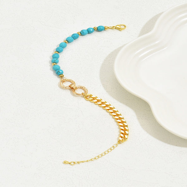 Turquoise Multi-Chain Mixed Bead Bracelet – Double Ring Luxury Women’s Vacation Bracelet - Accrosstheglobe Store