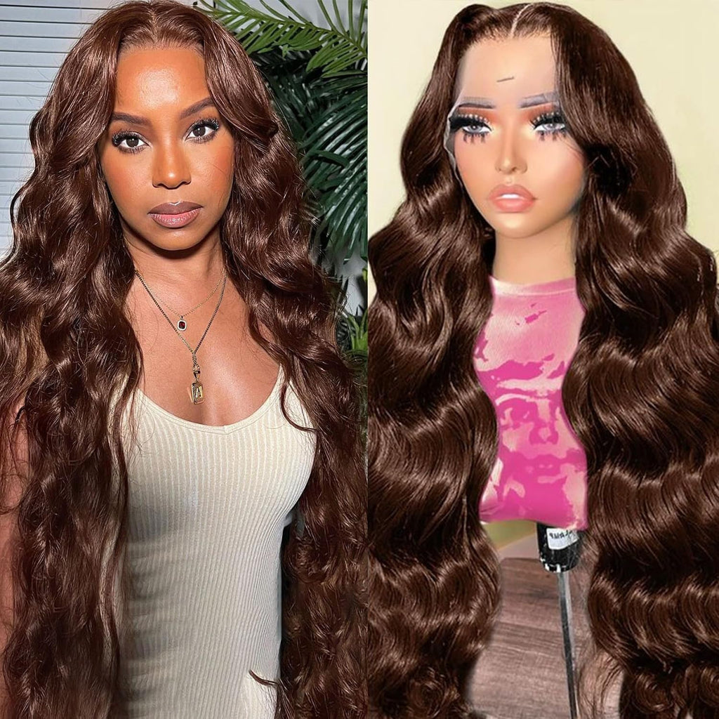13x4 Lace Frontal Human Hair Wig Brown Body Wave Density - Accrosstheglobe Store