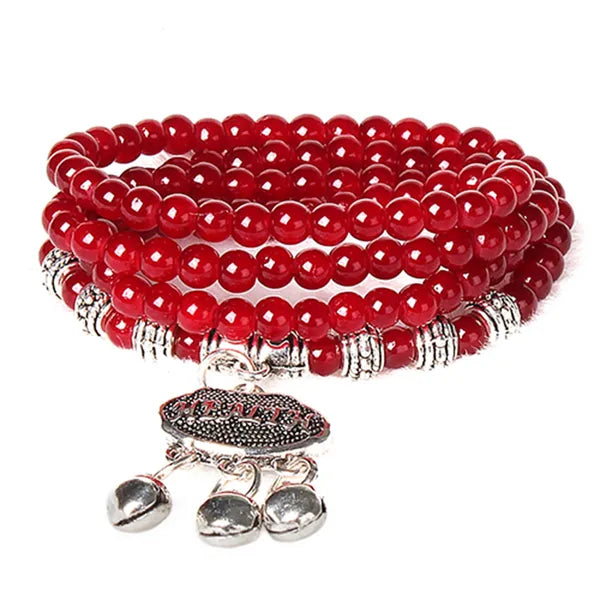 Red Agate Beaded Good Luck Bracelet – Natural Stone Healing Crystal Bracelet - Accrosstheglobe Store