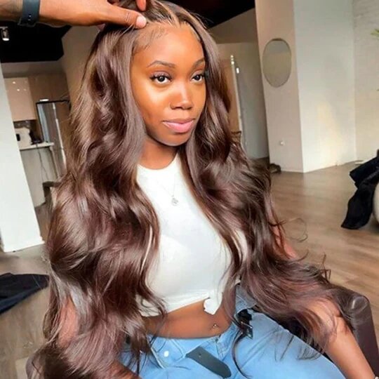 4x4 Lace Closure Body Wave Human Hair Wig – Chocolate Brown, 150 Density - Accrosstheglobe Store