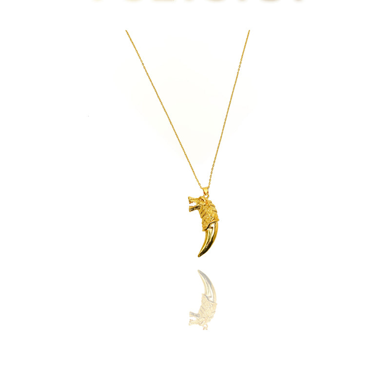 24K Gold Viking Wolf Necklace – Vintage Gothic Tribal Pendant Punk Amulet - Accrosstheglobe Store