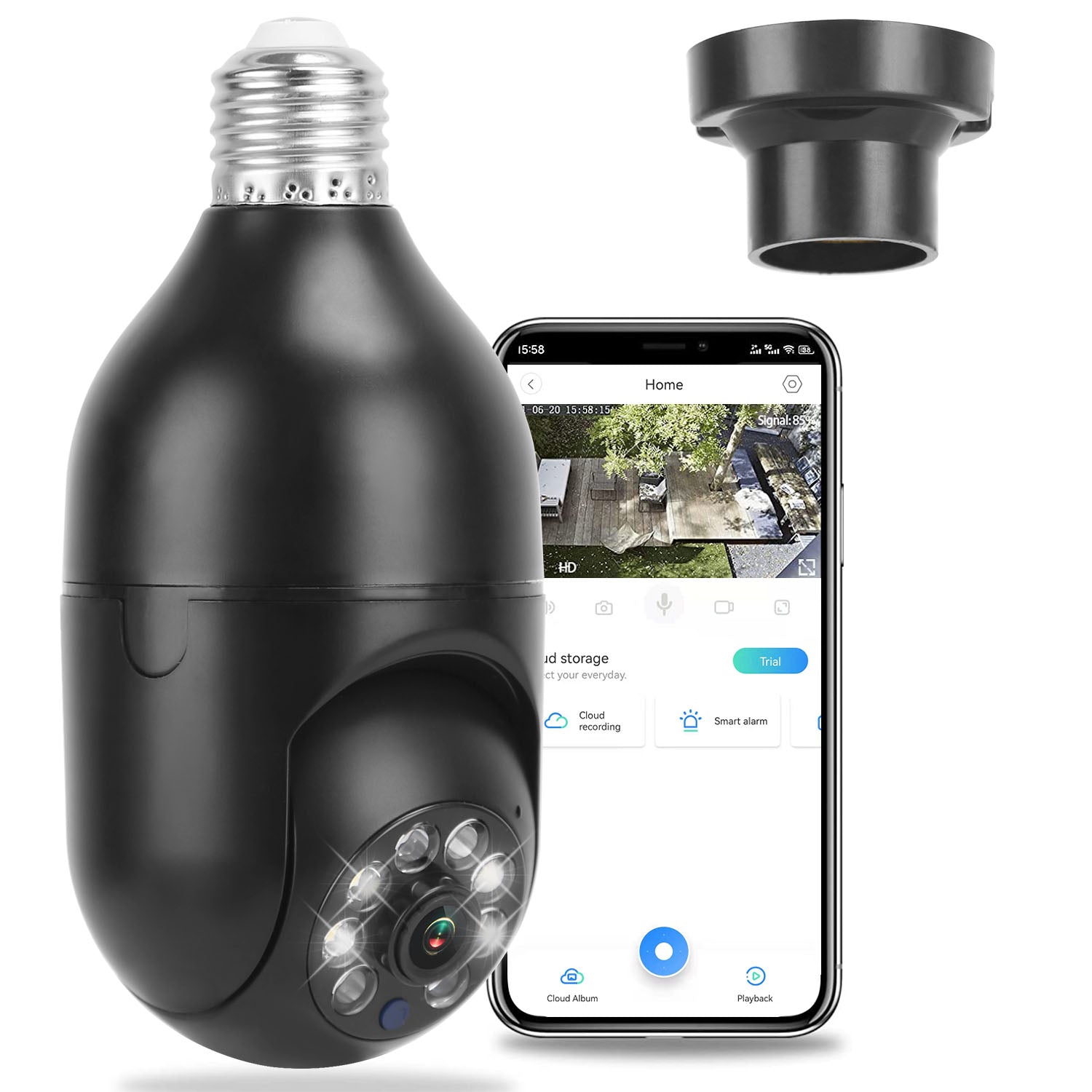 E27 WiFi Bulb Security Camera – 1080P FHD Pan Tilt with Two-Way Audio & Night Vision - Accrosstheglobe Store