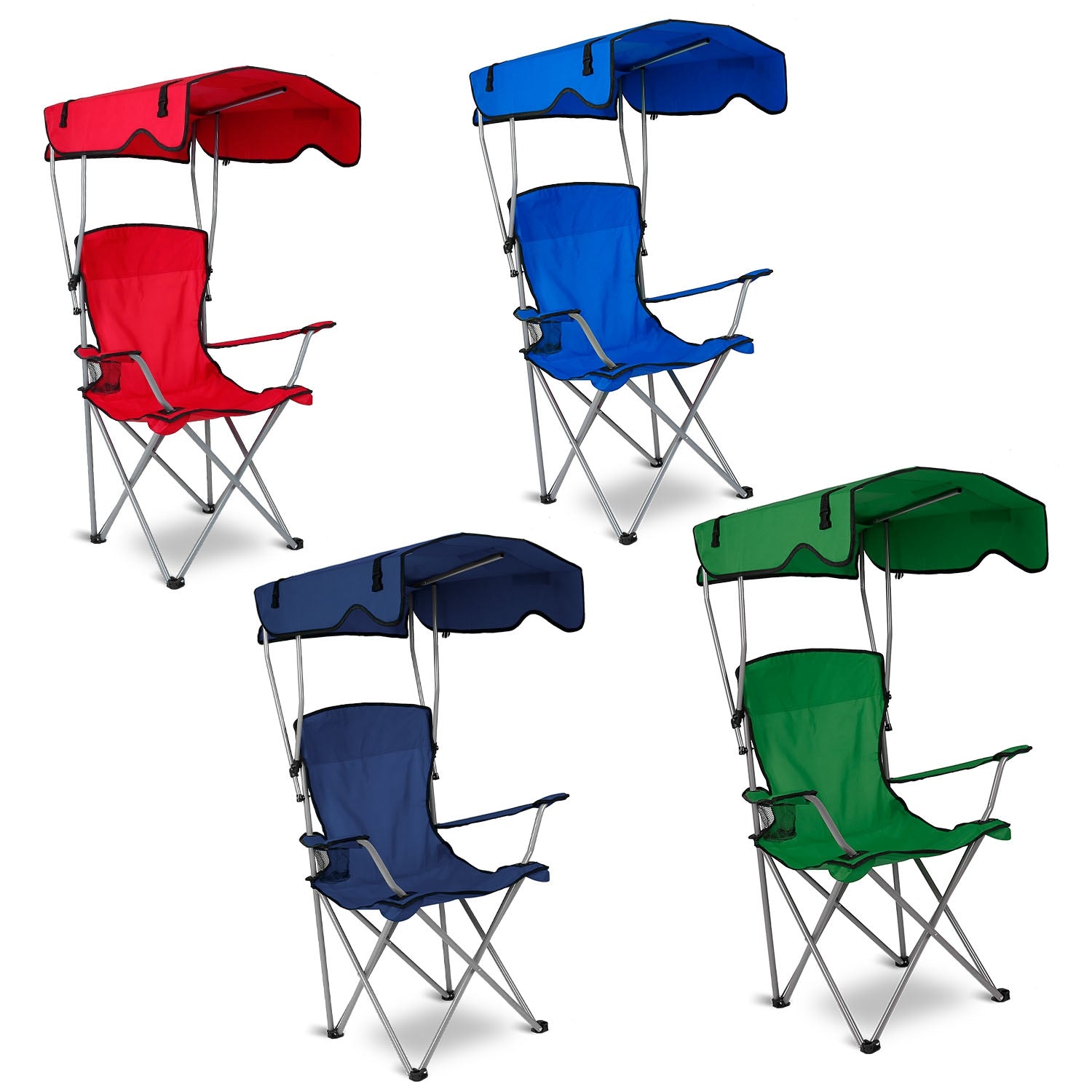 Foldable Camping Chair with Canopy & Cup Holder – 330 lbs Capacity Outdoor Chair