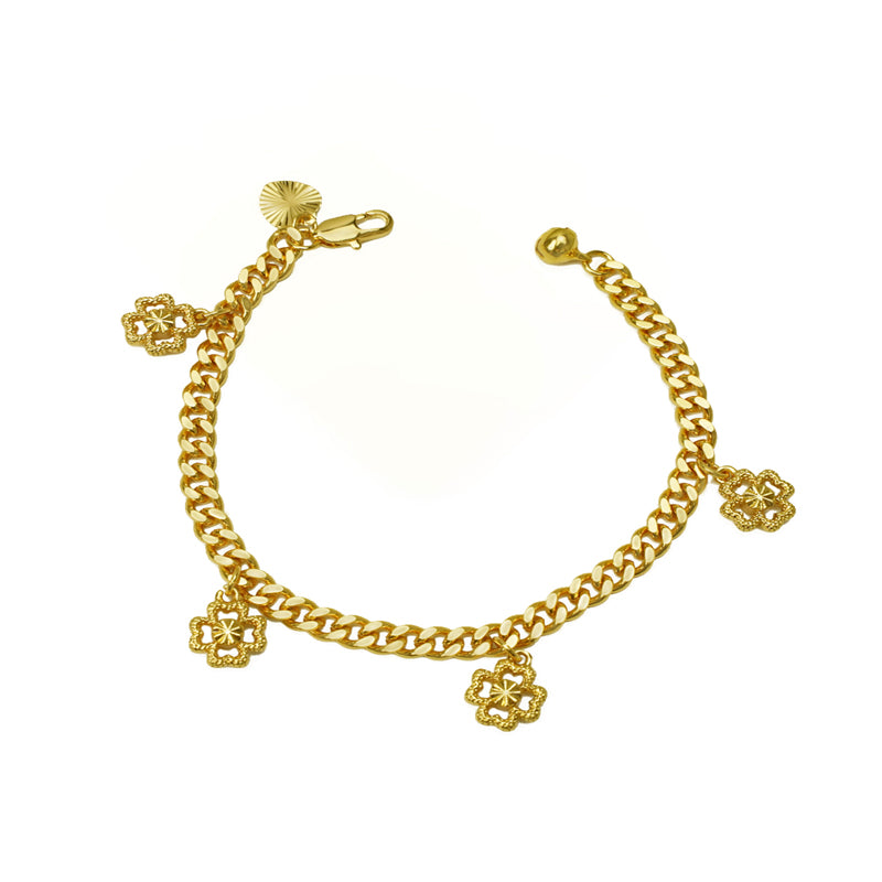 24K Gold Filled Four-Leaf Clover Bracelet – Lucky Charm Women’s Valentine’s Day Gift - Accrosstheglobe Store