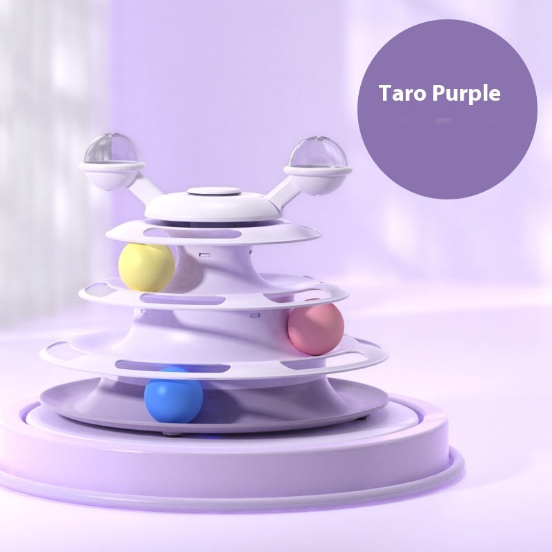 4-Level Cat Toy Tower with Roller Balls – Interactive Turntable Track - Accrosstheglobe Store