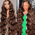 Foxen Chocolate Brown 13x4 Lace Front Body Wave Human Hair Wig - Accrosstheglobe Store