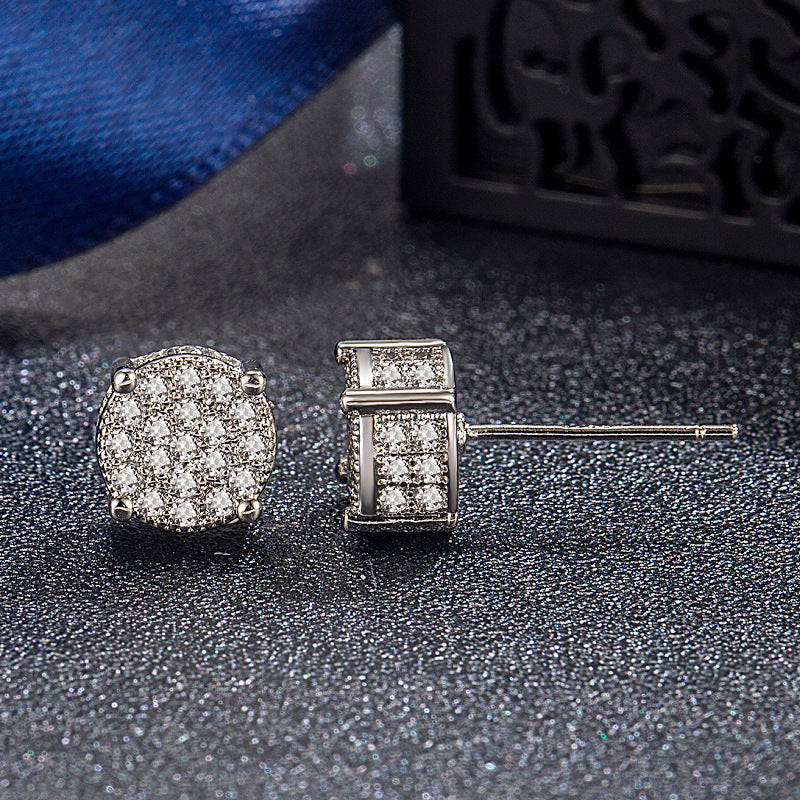 Hip Hop Sparkling Zircon Stud Earrings – 4-Prong Bling Unisex Earrings for Daily Wear - Accrosstheglobe Store