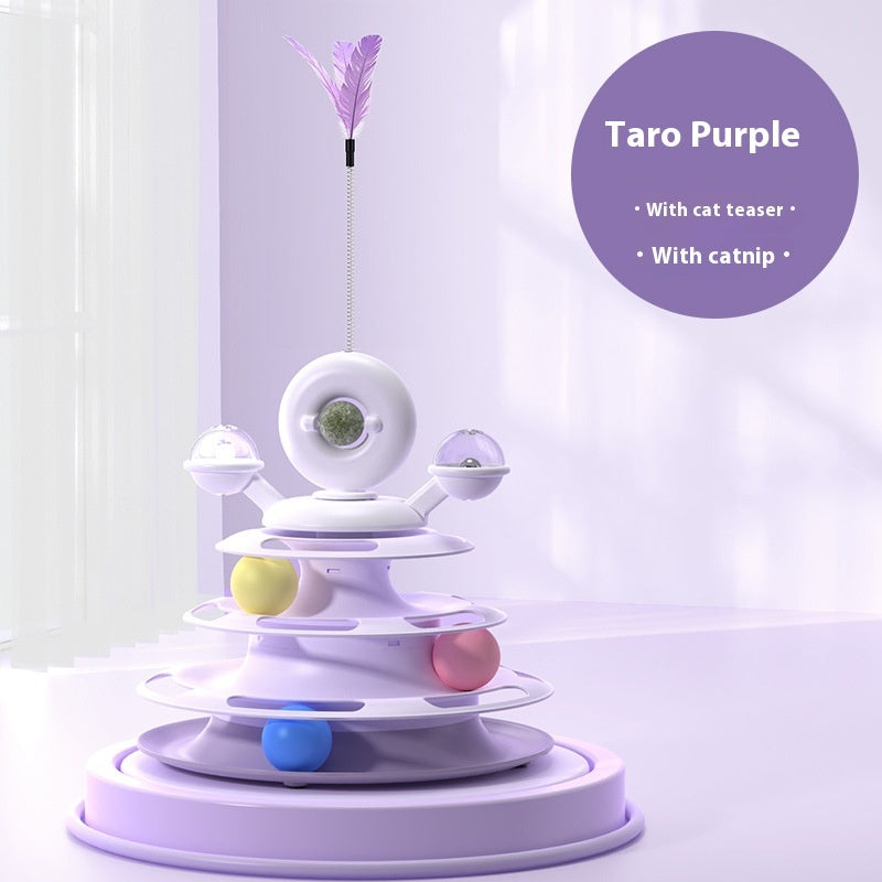 4-Level Cat Toy Tower with Roller Balls – Interactive Turntable Track - Accrosstheglobe Store