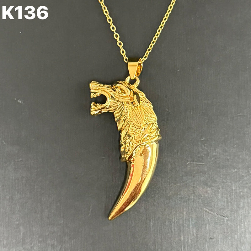 24K Gold Viking Wolf Necklace – Vintage Gothic Tribal Pendant Punk Amulet - Accrosstheglobe Store