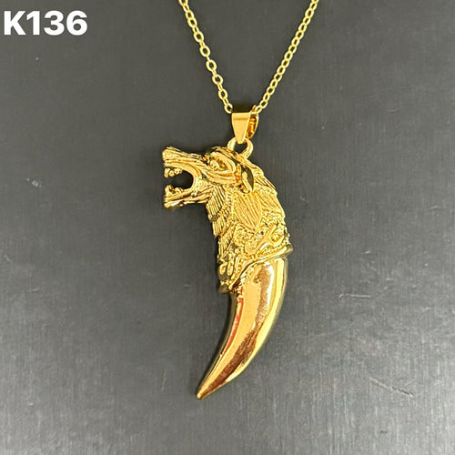 24K Gold Viking Wolf Necklace – Vintage Gothic Tribal Pendant Punk Amulet - Accrosstheglobe Store